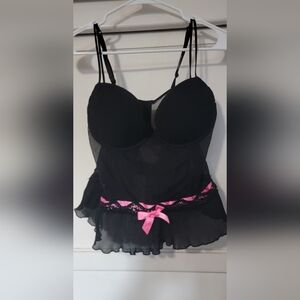 Nwt Elegant Black and Pink Lace Camisole Size 38C